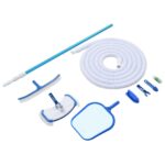 Complete Pool Cleaning Kit Skimmer Vacuum Brushes Adjustable Pole Thermometer