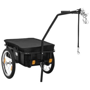 Heavy Duty Bike Cargo Trailer Hand Wagon Convertible Waterproof Cover Black Steel