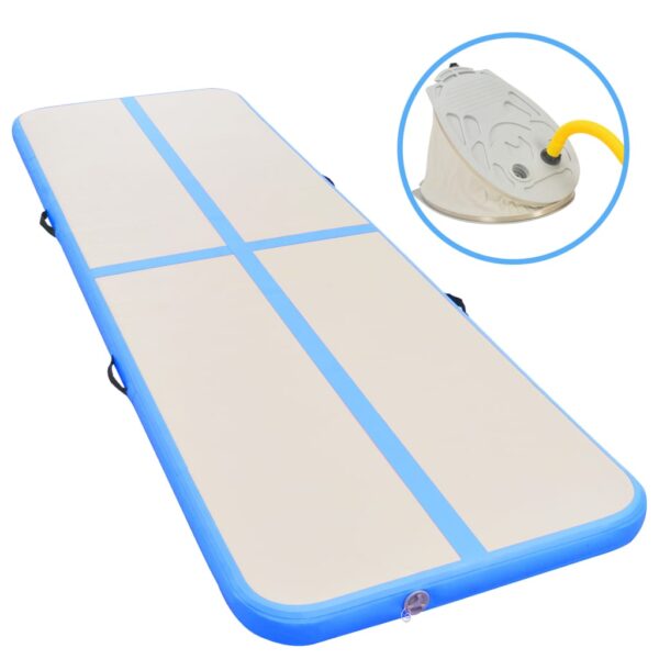 Inflatable Gymnastics Mat with Pump 400x100x10 cm PVC Blue