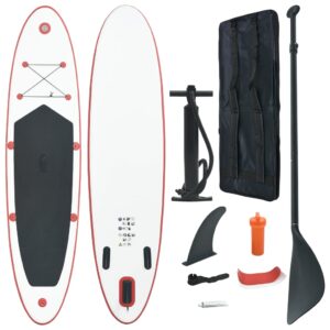 Inflatable Stand Up Paddle Board SUP Surfboard Set with Paddle and Pump Red White