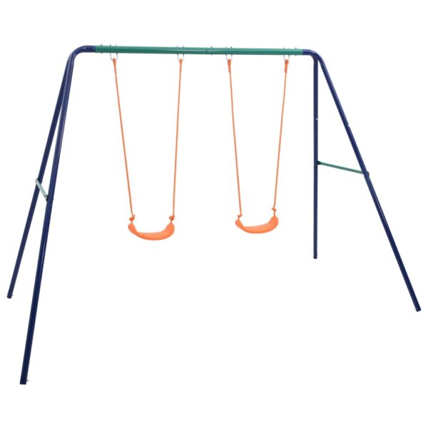 Outdoor Kids Swing Set Dual Seats Sturdy Steel Frame Weather-Resistant Fun Play