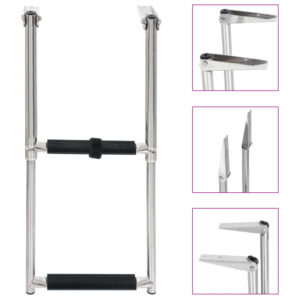 Folding Telescopic Stainless Steel Boarding Ladder Slip-Proof Pool Boat Access