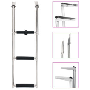 Stainless Steel Telescopic Folding Boarding Ladder Slip-Proof Pool Boat Accessory