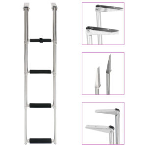 Stainless Steel Telescopic Folding Boarding Ladder Slip-Proof Pool Boat Accessory