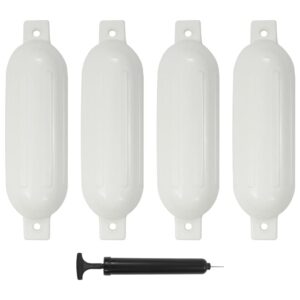 Marine Grade PVC Inflatable Boat Fenders White Set of Four with Pump Durable