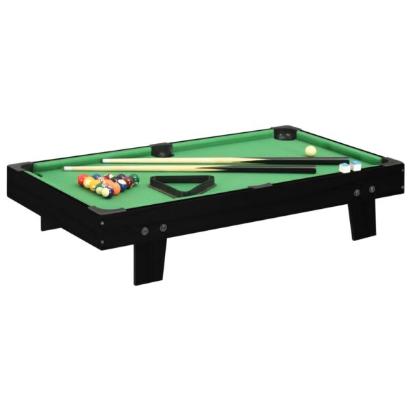 Mini Pool Table Portable Billiard Game Set Indoor Play MDF Black Green Top