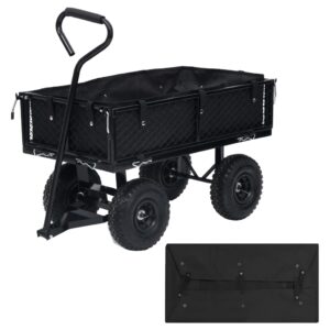 Durable Polyester Garden Cart Liner Black Weather Resistant Utility Wagon Fit