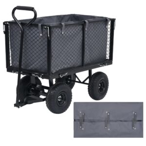 Durable Polyester Garden Cart Liner Weather Resistant Dark Grey Utility Wagon