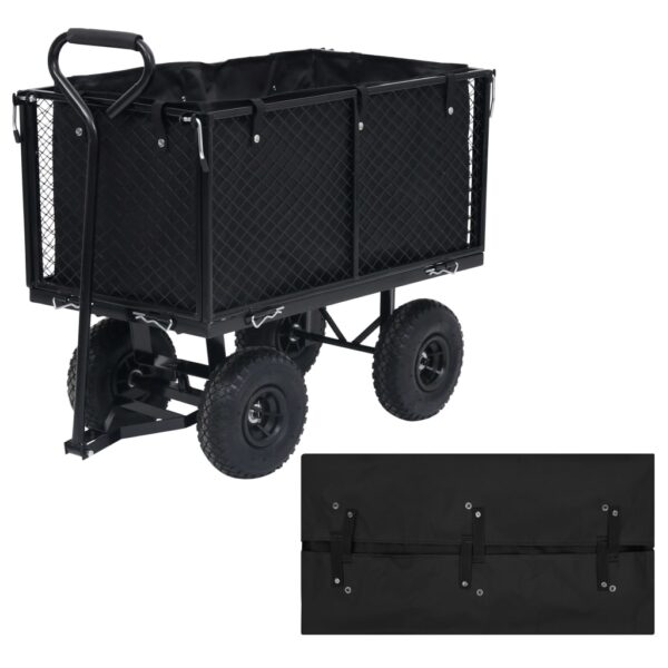 Durable Polyester Garden Cart Liner Black Weather Resistant Secure Fit Fabric