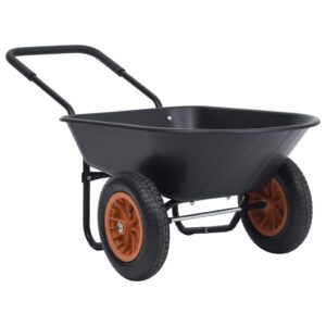 Heavy Duty Garden Wheelbarrow Durable Metal Plastic Rubber Wheels Soft Handle