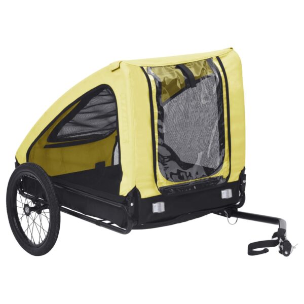 Durable Pet Bike Trailer Yellow Black - Foldable Dog Cat Carrier with Mesh Windows