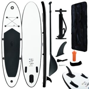 Inflatable Stand Up Paddleboard Set Black White with Paddle Pump Bag Kit UV Proof