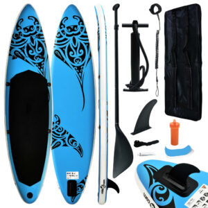 Inflatable Stand Up Paddleboard Set Blue PVC with Aluminium Oar and Pump