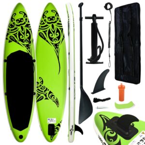 Inflatable Stand Up Paddleboard Green PVC SUP Kayak with Paddle Pump Bag Kit