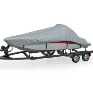 Durable Grey Oxford Fabric Boat Cover Water Repellent Mildew Resistant with Straps