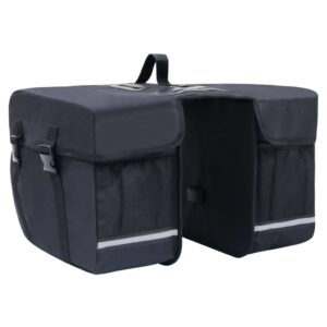 Waterproof Double Bike Pannier Bag Reflective Stripes Durable Polyester Black