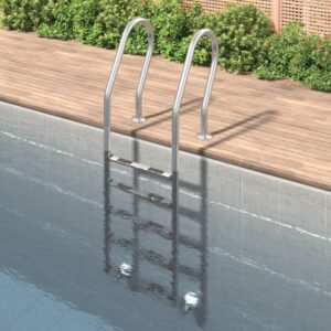 Stainless Steel Pool Ladder Non-Slip Steps Curved Handrail Inground Swim Safety