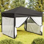 Folding Outdoor Gazebo Canopy Tent with Sidewalls UV Water Resistant Anthracite