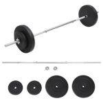 Adjustable Chrome Plated Steel Barbell Set with Cement Filled Plates Home Gym