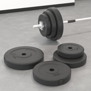 Set of Six Cement Weight Plates Home Gym Dumbbell Workout Equipment Black