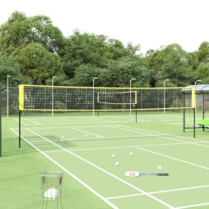 Portable Outdoor Badminton Volleyball Tennis Net Set with Carrying Bag Yellow Black