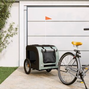 Comfortable Pet Bike Trailer Durable Iron Frame Oxford Fabric Grey Black