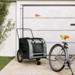 Comfortable Pet Bike Trailer Durable Iron Frame Oxford Fabric Grey Black