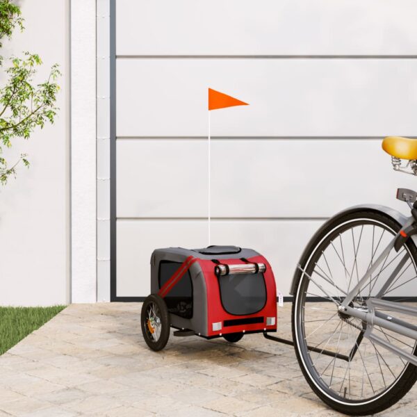 Comfortable Red Grey Pet Bike Trailer Durable Iron Frame Oxford Fabric PVC Cover