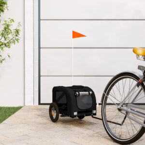 Pet Bike Trailer Durable Iron Frame Comfortable Oxford Fabric Safe Travel Black