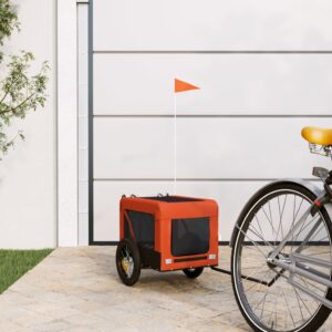 Comfortable Pet Bike Trailer Durable Iron Frame Oxford Fabric Orange Black