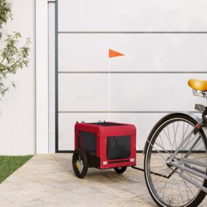 Comfortable Red Black Pet Bike Trailer Durable Iron Frame Oxford Fabric PVC Cover