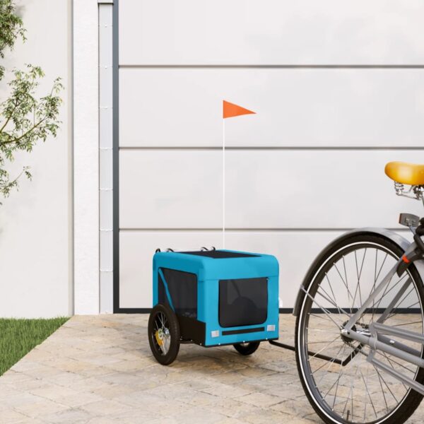 Pet Bike Trailer Durable Iron Frame Oxford Fabric Comfortable Safe Ride Blue Black