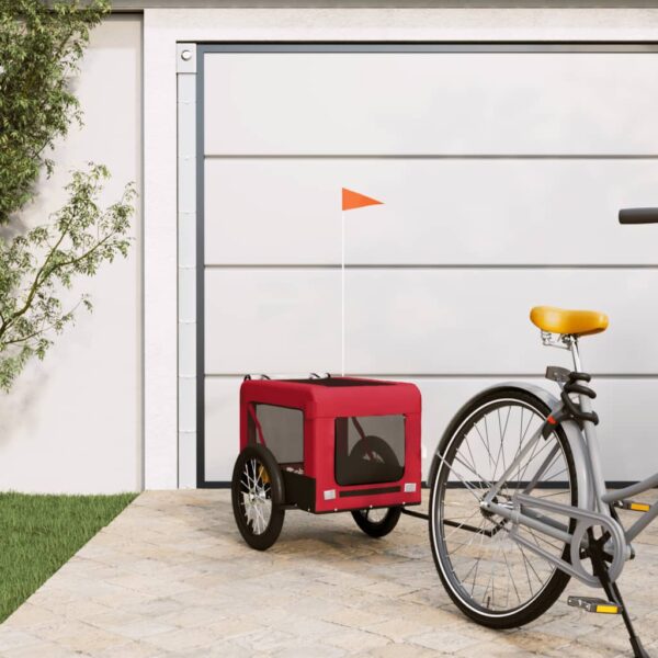 Comfortable Red Black Pet Bike Trailer Durable Iron Frame Oxford Fabric PVC