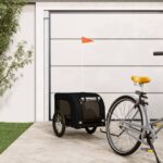 Pet Bike Trailer Black Oxford Fabric and Iron