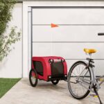 Pet Bicycle Trailer Comfortable Durable Oxford Fabric Iron Frame Red Black