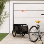 Comfortable Durable Pet Bike Trailer Oxford Fabric Iron Frame Safety Flag Mesh