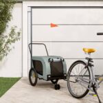 Comfortable Grey Black Pet Bike Trailer Durable Iron Frame Oxford Fabric PVC