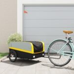 Heavy Duty Bike Cargo Trailer with Safety Flag in Black & Yellow - Durable Iron Frame