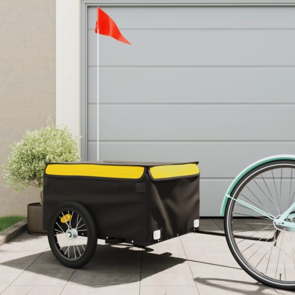 Heavy Duty Bike Cargo Trailer with Safety Flag in Black & Yellow  Durable Iron Construction