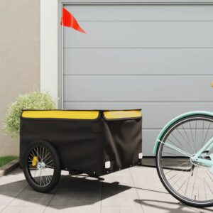 Heavy Duty Bike Cargo Trailer with Safety Flag in Black & Yellow  Sturdy Iron Frame