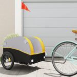 Heavy Duty Bike Cargo Trailer with Safety Flag  Black & Yellow  Durable Iron