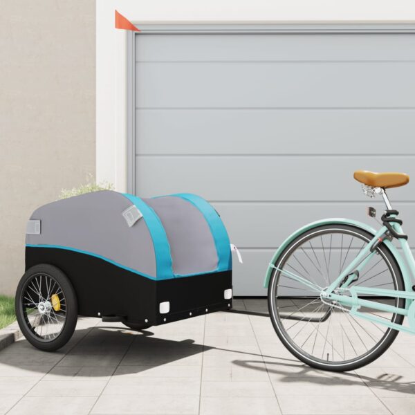 Bike Trailer Black and Blue 45 kg Iron