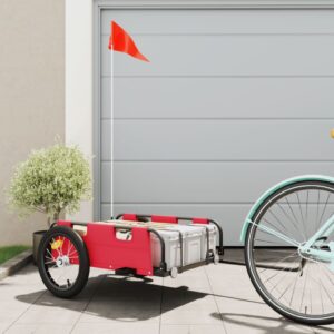 Red Oxford Fabric Bicycle Cargo Trailer with Iron Frame and Reflective Safety