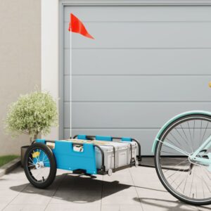 Sturdy Blue Bicycle Cargo Trailer Water-Resistant Oxford Fabric Smooth Ride