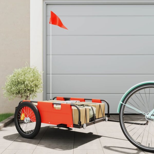 High-Quality Bicycle Cargo Trailer - Durable Oxford Fabric & Iron Frame  Orange