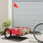 Red Bicycle Cargo Trailer Durable Oxford Fabric Water-Resistant Iron Frame