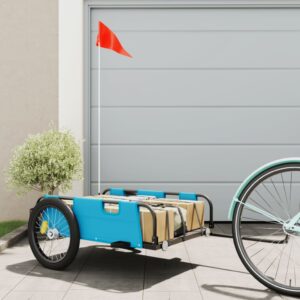 Sturdy Blue Bicycle Cargo Trailer Water-Resistant Oxford Fabric Smooth Ride