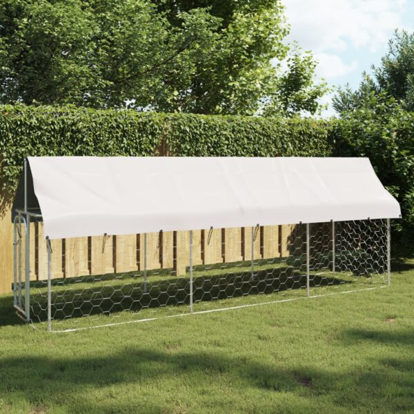 HomeDiscount-Outdoor Dog Kennel with Roof 400x100x150 cm