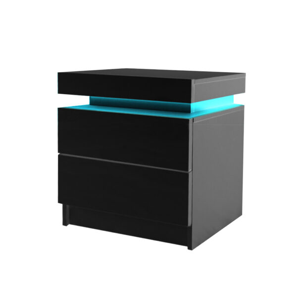 HomeDiscount-Bedside Tables Side Table 2 Drawers Black