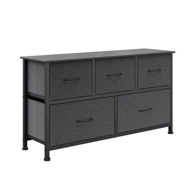 HomeDiscount-Chest of 5 Drawers Storage Cabinet Dark Grey